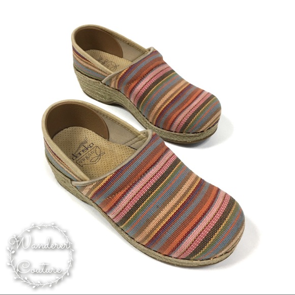 Dansko Shoes - Dansko Vegan Spanish Rainbow Stripe Clogs